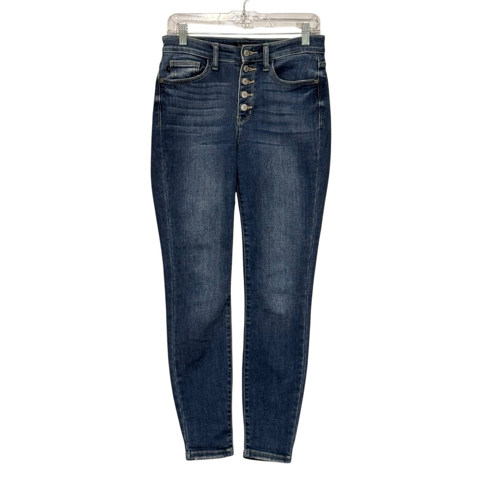 Judy Blue Skinny Jeans Women's 3/26 Blue High Rise Button Fly Stretch Denim